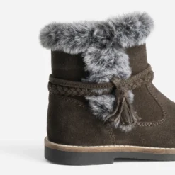Boots BUGGY marron en cuir velours bord fourré