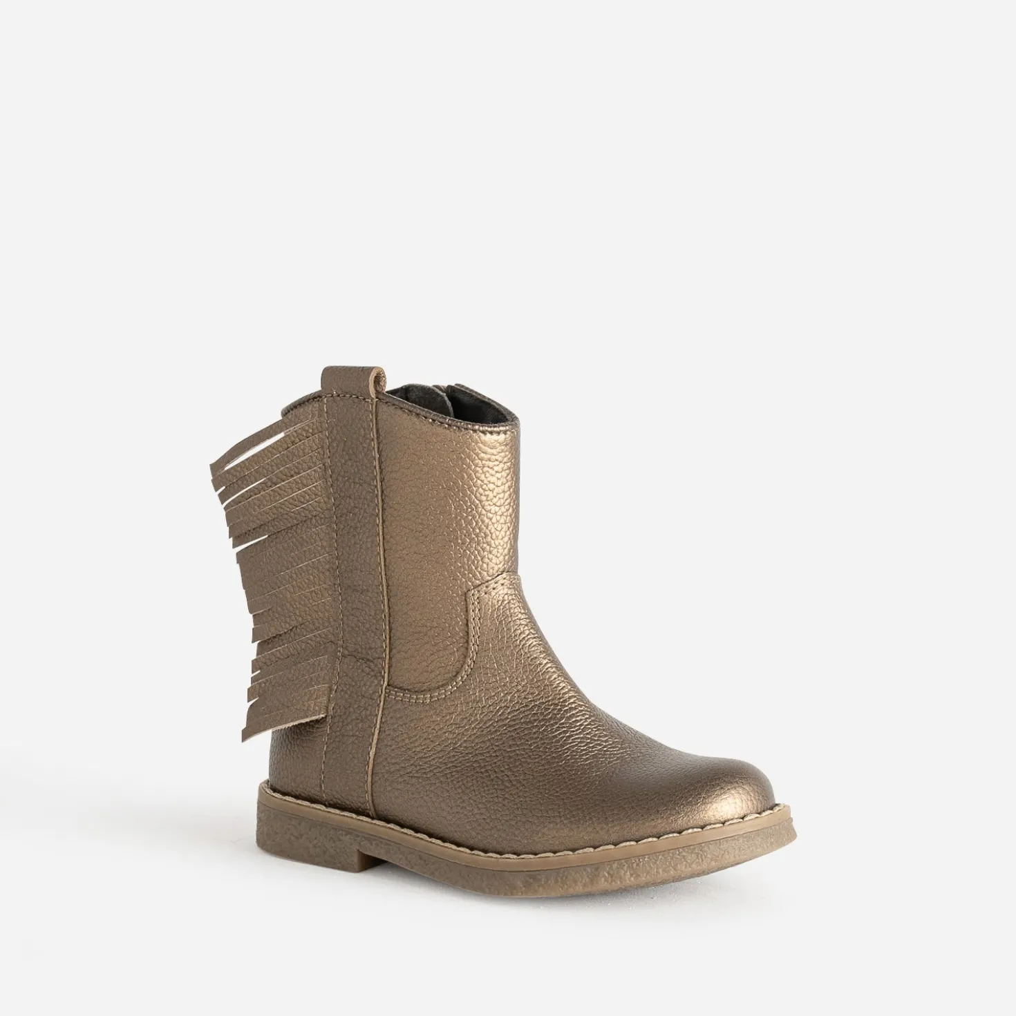 Boots BUGGY marron métallisé en cuir à franges