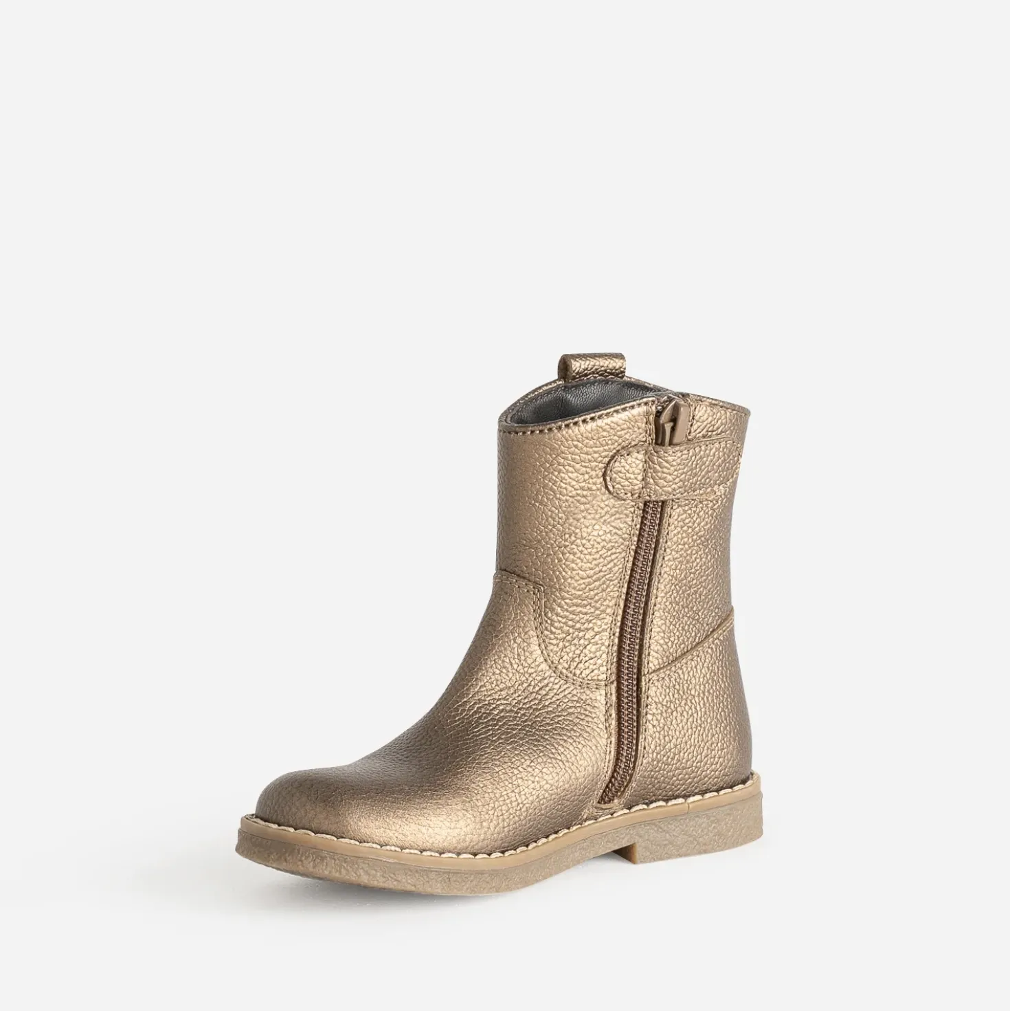 Boots BUGGY marron métallisé en cuir à franges