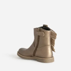 Boots BUGGY marron métallisé en cuir à franges