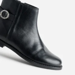 Boots BUGGY noir cuir boucle strass
