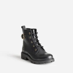 Boots BUGGY noir cuir clous et coeur