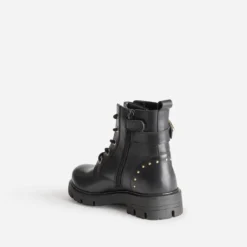 Boots BUGGY noir cuir clous et coeur