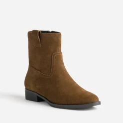 Boots camel cuir velours
