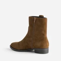 Boots camel cuir velours
