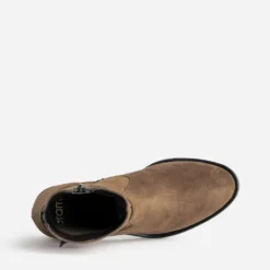 Boots camel cuir velours avec boucle