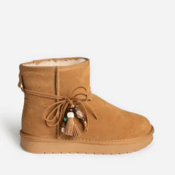 Boots camel cuir velours fourré