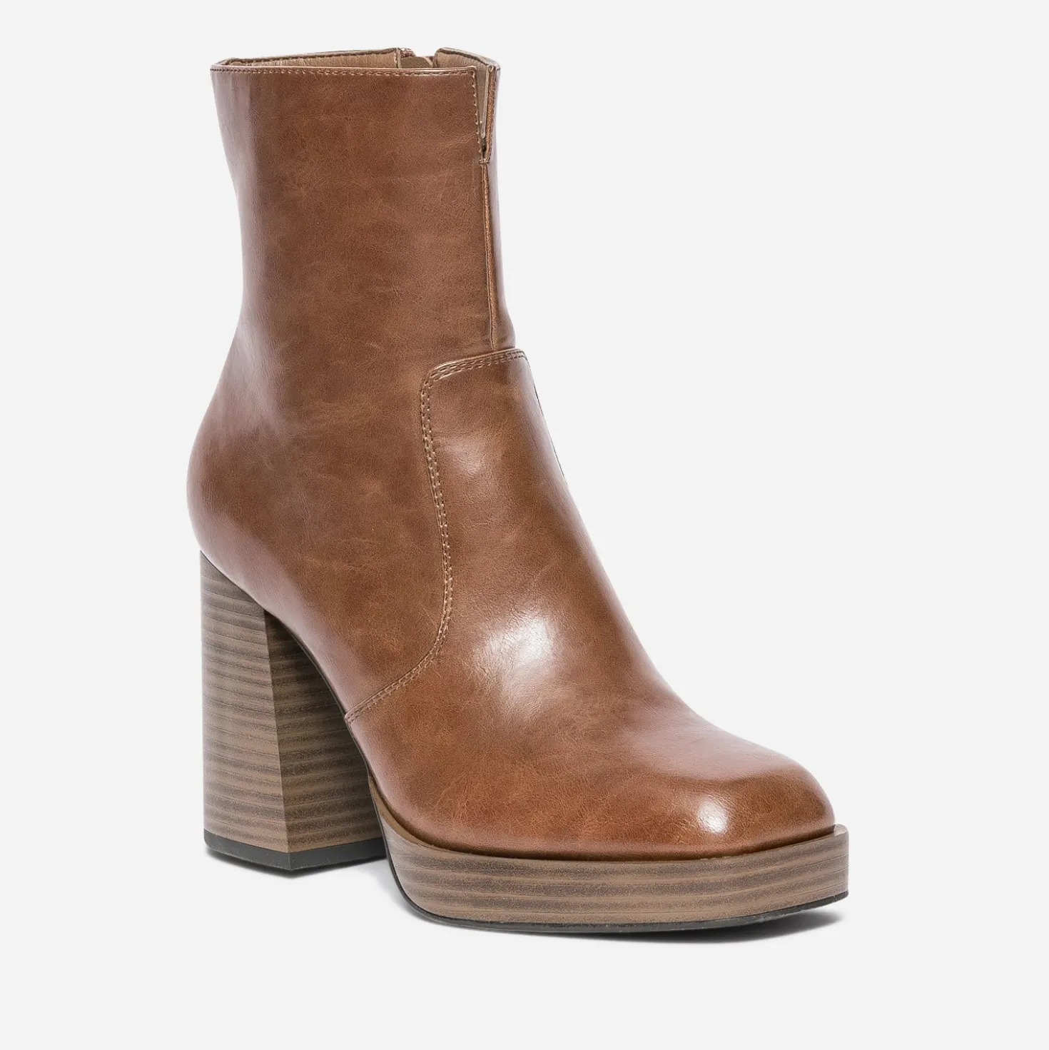 Boots camel à plateforme et talon flare