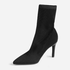 Boots-chaussette TEXTO noir côtelé