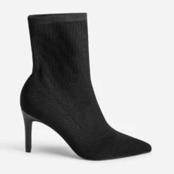 Boots-chaussette TEXTO noir côtelé