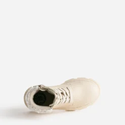 Boots éco-conçu à lacet BUGGY beige en cuir fourré