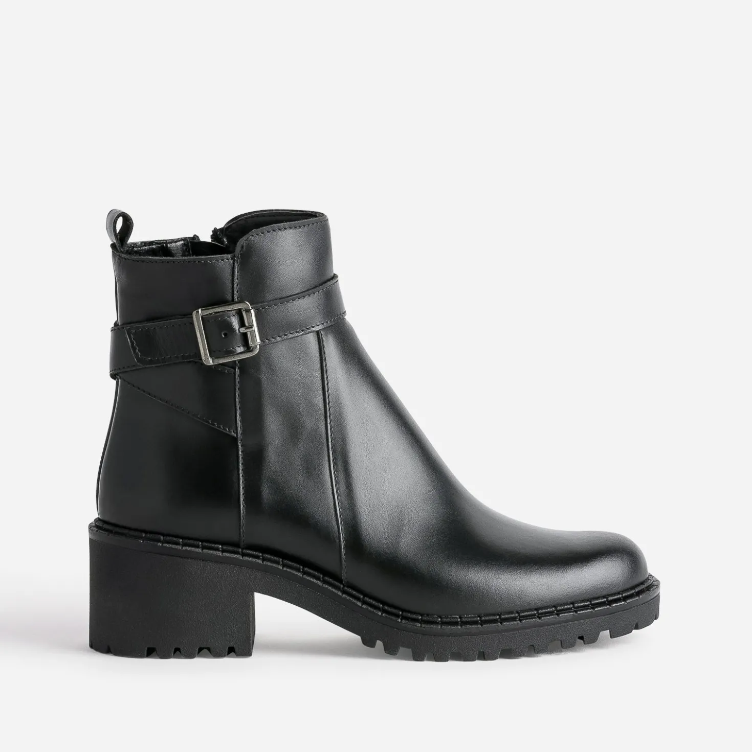 Boots éco-conçu noir cuir à semelle crantée