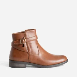 Boots cognac avec bride cheville
