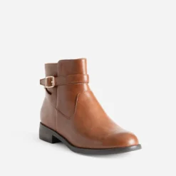 Boots cognac avec bride cheville