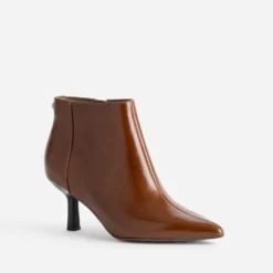 Boots cognac cuir kitten-heel