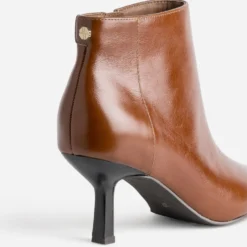 Boots cognac cuir kitten-heel