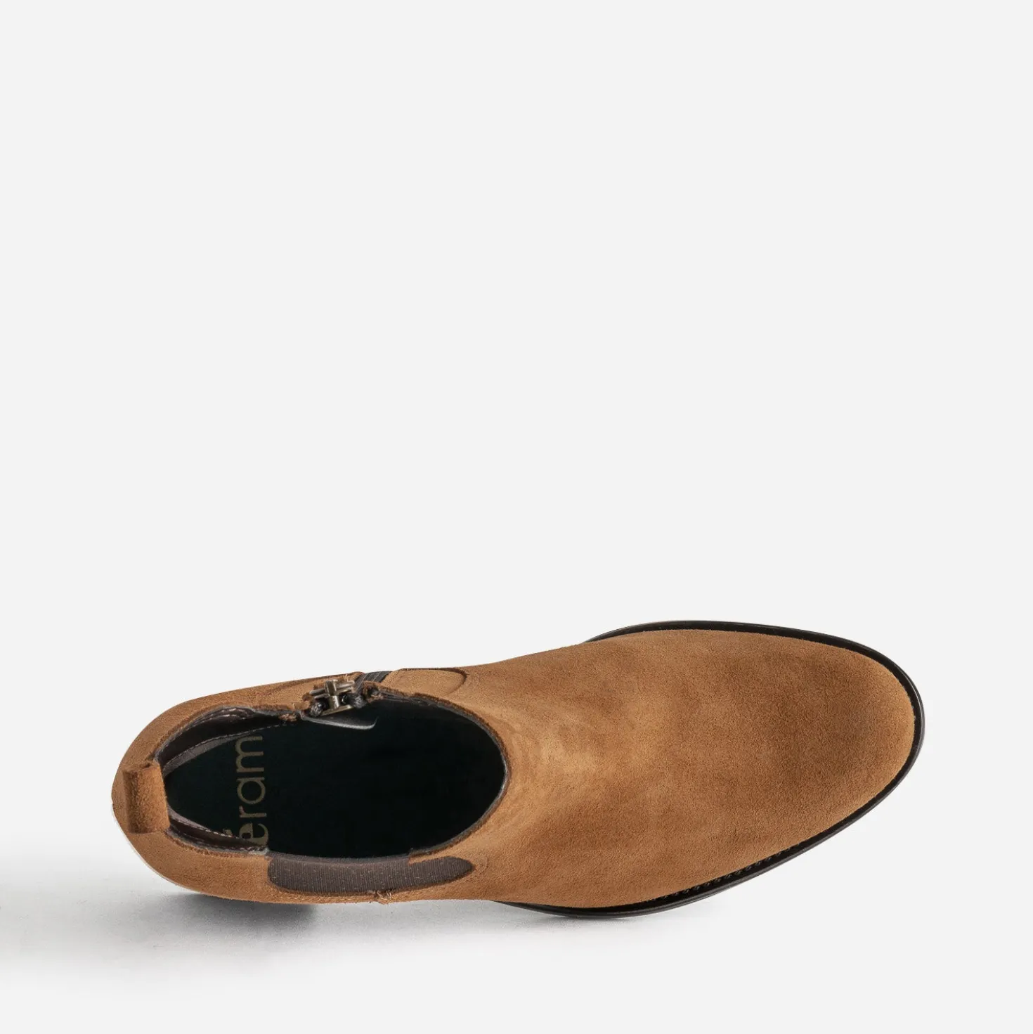 Boots cognac en cuir velours