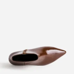 Boots cognac verni cuir petit talon