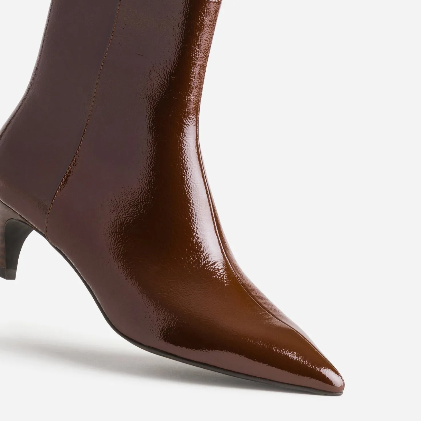 Boots cognac verni cuir petit talon