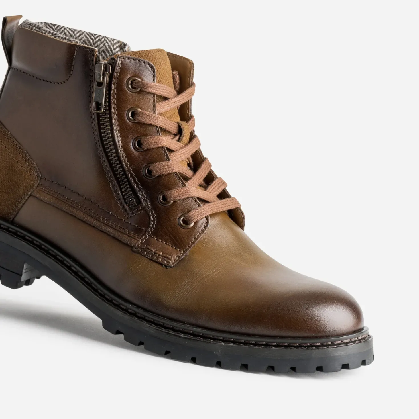 Boots cranté cognac cuir