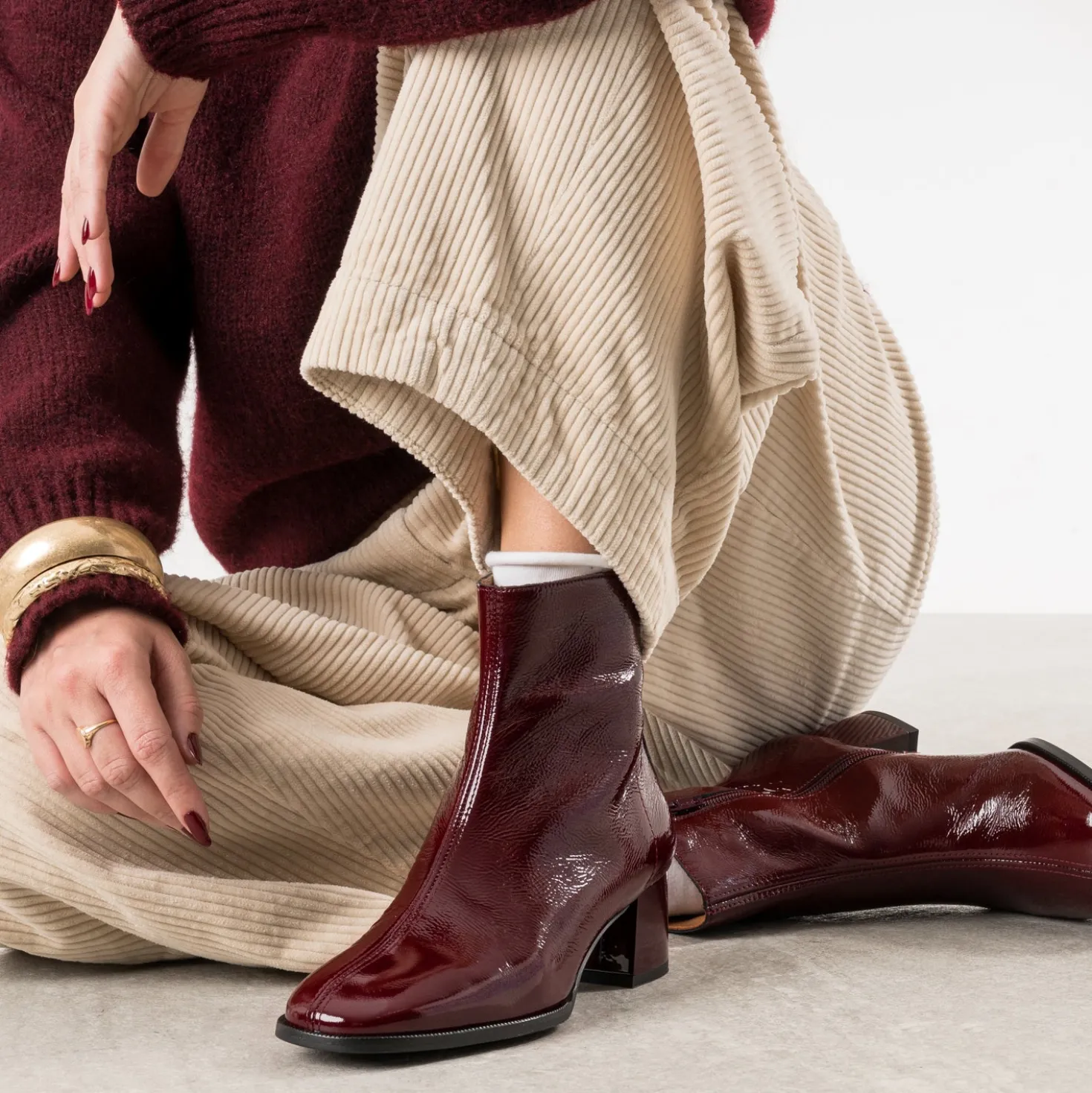 Boots ERAM FLEX bordeaux cuir verni