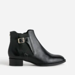 Boots ERAM FLEX noir en cuir détail embossé