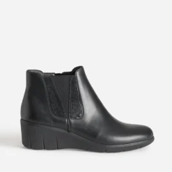 Boots FRANCE ARNO noir cuir semelle compensée