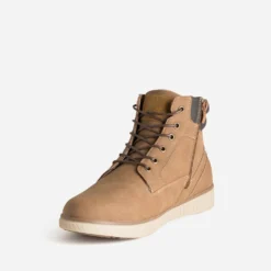 Boots à lacet beige foncé fourré