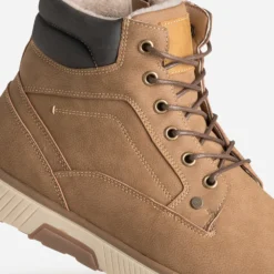 Boots à lacet beige foncé fourré