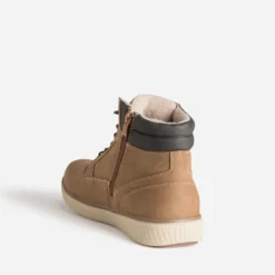 Boots à lacet beige foncé fourré