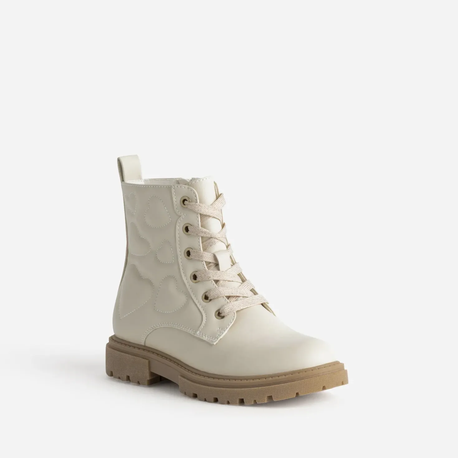 Boots à lacet BUGGY beige matelassage cœurs