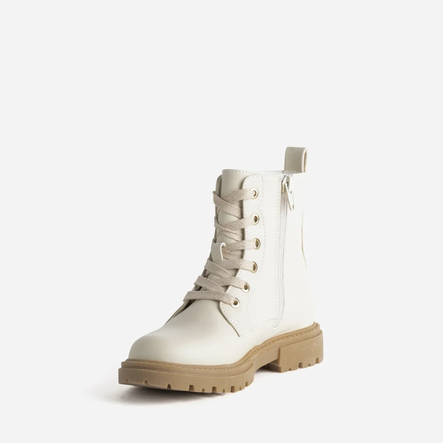 Boots à lacet BUGGY beige matelassage cœurs