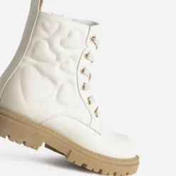 Boots à lacet BUGGY beige matelassage cœurs