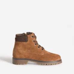 Boots à lacet BUGGY cognac cuir velours