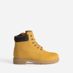 Boots à lacet BUGGY jaune cuir velours