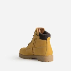 Boots à lacet BUGGY jaune cuir velours
