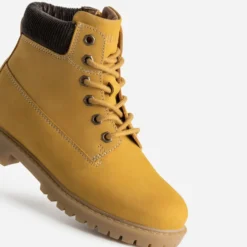 Boots à lacet BUGGY jaune cuir velours