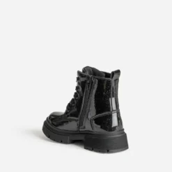 Boots à lacet BUGGY noir pailleté fleurs amovibles