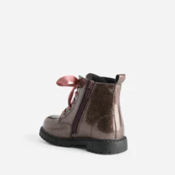 Boots à lacet BUGGY rose pailleté à lacet ruban