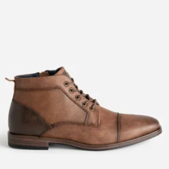 Boots à lacet camel bout droit