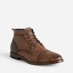 Boots à lacet camel bout droit