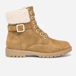 Boots à lacet camel fourré