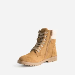 Boots à lacet camel suédé fourré