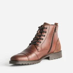 Boots à lacet cognac cuir
