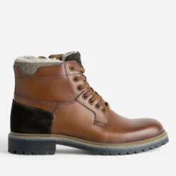 Boots à lacet cognac cuir fourré