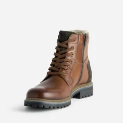 Boots à lacet cognac cuir fourré