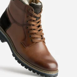Boots à lacet cognac cuir fourré
