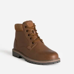 Boots à lacet cognac cuir semelle crantée