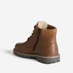 Boots à lacet cognac cuir semelle crantée