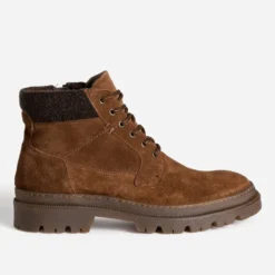 Boots à lacet cognac cuir velours